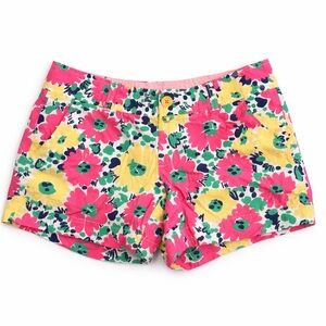 Lilly Pulitzer Floral Shorts Pink Yellow Green Print Size 2 Preppy Summer Resort